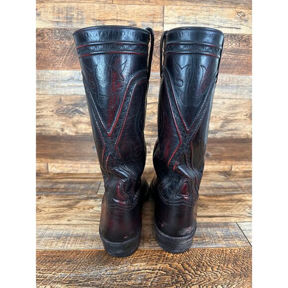 Lucchese Black Cherry Red Leather Cowboy Boots Men\'s 10.5C Western Country main image 5